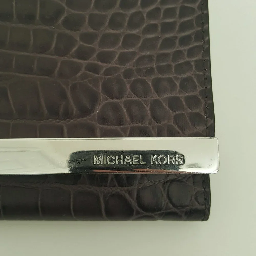 MICHAEL KORS JET SET CHARM LARGE WALLET ON A CHAIN BROWN  Leather Crocodile - Picture 9 of 16